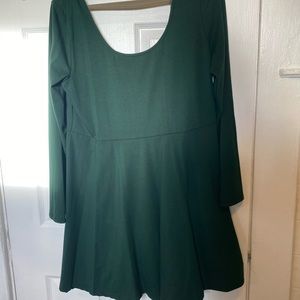 Low back green skater dress